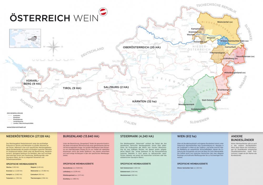 Poster A1 – Weinbaugebiete Österreich
