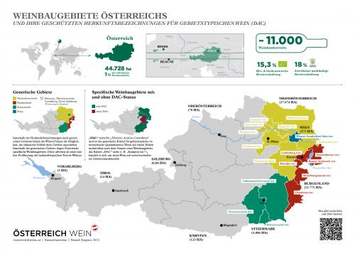 Ein Bild zeigt die Vorderseite der Übersichtskarte "Weinbaugebiete Österreich".
